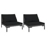 Gartensofa 318602 (2er Set) Grau - Metall - Polyrattan - 70 x 61 x 70 cm