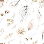 Tapete PFLANZEN Blumen Blätter Aquarell Beige - Braun - Grau - Grün - Weiß - Papier - Textil - 53 x 1000 x 1000 cm