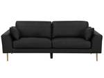 3-Sitzer Sofa TORGET Schwarz - Gold - Echtleder - 226 x 88 x 89 cm