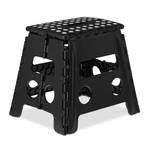 Tabouret pliable noir Noir - Blanc - Matière plastique - 37 x 30 x 29 cm