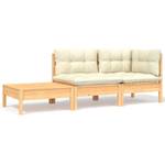 Garten-Lounge-Set (3-teilig) 3012138-3 Creme - Holz