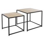 Beistelltisch 2er Set Schwarz/Eiche Schwarz - Braun - Metall - 50 x 45 x 50 cm