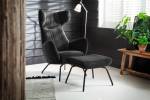 Fauteuil avec repose-pieds LOTTE Noir