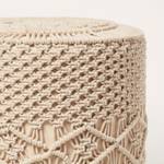 Astrid - Makramee-Pouf Beige - Textil - 40 x 42 x 40 cm