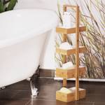 Étagère de salle de bain bambou 4 étages Marron - Blanc - Bambou - Bois manufacturé - 26 x 89 x 19 cm