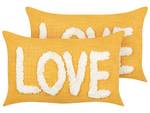 Coussin décoratif LOVE Jaune - Fibres naturelles - 30 x 4 x 50 cm