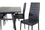 Essgruppe Sleek (7-teilig) Schwarz - Massivholz - 95 x 75 x 195 cm