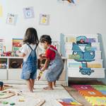 Bibliothèque pour enfants Bleu - Blanc - Bois manufacturé - Textile - 62 x 71 x 30 cm