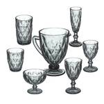 Lot de 7 verres gris Gris - Verre - 20 x 20 x 14 cm