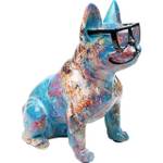 Figurine décorative Dog of Sunglass Bleu - Matière plastique - Pierre - 30 x 37 x 20 cm