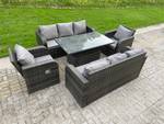 Rattan Gartenmöbel Set Sofa 8-Sitzer Grau - Polyrattan - Stein - 67 x 79 x 177 cm