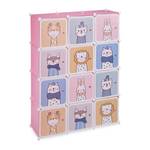 Armoire enfant modulable avec tringle Bleu - Rose foncé - Blanc - Métal - Matière plastique - 110 x 145 x 37 cm