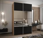 Armoire Lux 4 Noir - Imitation chêne - Argenté - Largeur : 160 cm