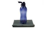 TUPPERWARE Trinkflasche 500ml + GLASTUCH Blau - Kunststoff - 7 x 21 x 7 cm