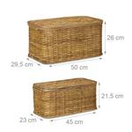 Truhe 2er Set Rattan Braun - Rattan - Textil - 50 x 26 x 30 cm