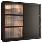 ARMOIRE À PORTES COULISSANTES FLUTES Largeur : 200 cm - Noir