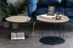 Table d'appoint Lennart | Set de 2 Noir - Métal - En partie en bois massif - 50 x 40 x 50 cm