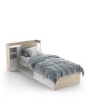 Bett 1 Schublade und 1 Nische Braun - Weiß - Holzwerkstoff - 227 x 91 x 125 cm