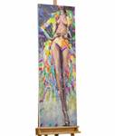 Tableau peint à la main Seductive Venus Marron - Bois massif - Textile - 40 x 120 x 4 cm