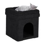 Grotte noire pour votre chat Noir - Bois manufacturé - Textile - 38 x 42 x 38 cm