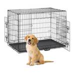 Cage pliable avec fond pour chien Noir - Métal - Matière plastique - 106 x 77 x 69 cm