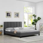 Lit double ROXY 160x200 cm Gris - Cuir synthétique - 170 x 98 x 219 cm