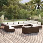 Garten-Lounge-Set (12-teilig) 3013634-17 Braun - Weiß - Metall - Polyrattan - 70 x 61 x 70 cm