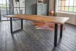 KAWOLA GENT Tisch Baumkante Fuß schwarz Tiefe: 240 cm