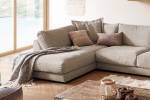 Sofa MADELINE Wohnlandschaft Cord Taupe - Armlehne davorstehend links - Longchair davorstehend rechts