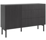 Sideboard NOLIE Esche Schwarz Dekor - Schwarz - Breite: 140 cm