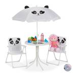Chaises table enfants avec parasol Noir - Blanc - Métal - Matière plastique - Textile - 100 x 126 x 100 cm