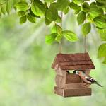 Maison d'oiseau en bois Marron - Bois manufacturé - Fibres naturelles - Matière plastique - 12 x 15 x 15 cm
