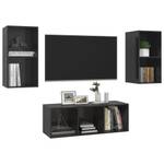 TV-Schrank 3er Set D278 Hochglanz Schwarz