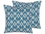 Kissen 2er Set ANAGNI Blau - Weiß - Textil - 45 x 12 x 45 cm