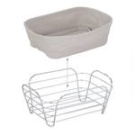 Corbeille à pain métal insert en tissu Gris - Blanc