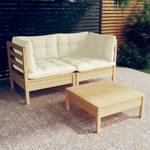 Garten-Lounge-Set (3-teilig) 3012380 Braun - Creme - Weiß