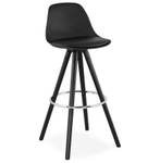 Tabouret De Bar MISTIK Noir - Bois massif - 42 x 95 x 42 cm