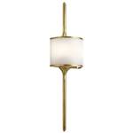Wandlampe ARYA Messing - Graumetallic - Weiß - 20 x 76 x 11 cm - Durchmesser: 20 cm - Durchmesser Lampenschirm: 20 cm