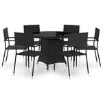 Garten-Essgruppe (7-teilig) 3009978-2 Schwarz - Metall - Polyrattan - 110 x 74 x 110 cm