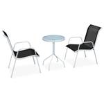 Bistro-Set-k19 ( 3-tlg ) Grau - Massivholz - Höhe: 1 cm