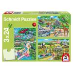 Puzzle Ein Tag im Zoo 3x24 mit Poster Papier - 20 x 4 x 28 cm