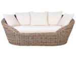 Chaise longue de jardin CAVO Beige - Bleu - Blanc - Rotin - 227 x 80 x 124 cm