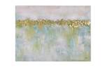 Tableau peint Idyllic Waterlilies Beige - Turquoise - Bois massif - Textile - 100 x 75 x 4 cm