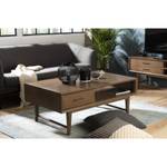 Table basse 2 tiroirs 1 niche Marron - En partie en bois massif - 65 x 45 x 115 cm