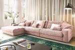 Ecksofa LANA XL Sofa Cord Recamiere Pink - Ecke davorstehend links