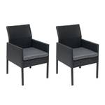 Poly-Rattan Sessel G12 (2er-Set) Schwarz - Grau - Metall - Kunststoff - Polyrattan - 56 x 90 x 58 cm