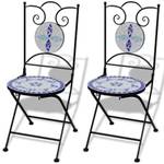 Bistro-Set (3-teilig) 299764-2 Blau - Weiß - Keramik - Metall - 60 x 70 x 60 cm