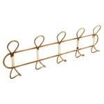 Hakenleiste aus Rattan, 5 Haken Gold - Rattan - 8 x 21 x 76 cm