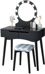 Schminktisch Make-up Tisch Schwarz - Holzwerkstoff - 40 x 132 x 80 cm
