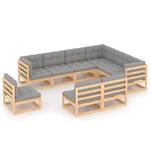 Garten-Lounge-Set (9-teilig) 3009829-2 Grau - Holz